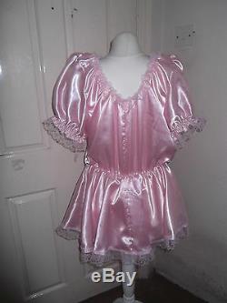 Adult Babysmaidssissyunisex Gorgeous Satin & Lace Romper With Skirt