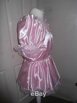 Adult Babysmaidssissyunisex Gorgeous Satin & Lace Romper With Skirt