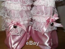 Adult Babyssissymaidsunisexcd/tv Satin & Lace Humiliation Booties With Bells