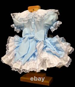 Adult Maid Baby Sissy Girl Blue mini dress Cosplay Costume Tailor-made