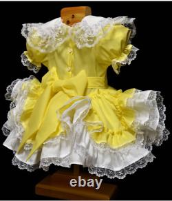 Adult Maid Baby Sissy Girl yellow mini dress Cosplay Costume CD/TV Tailor-made