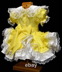 Adult Maid Baby Sissy Girl yellow mini dress Cosplay Costume Tailor-made