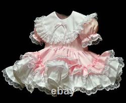Adult Maid Sissy Girl Baby Pink mini dress Cosplay Costume CD/TV Tailor-made