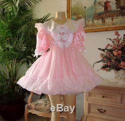 Adult SiSsy BaBy Dress Fancy Bows Pink Satin Empire waist