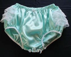 Adult Sissy Baby 2pc Mint Green Satin shorty dress top and lacey rhumba panties