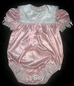 Adult Sissy Baby Girl Bubble Soft Romper Baby Pink Dots Satin