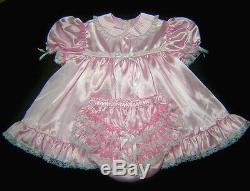 Adult Sissy Baby Satin Baby Dress Pink L