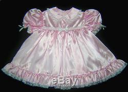 Adult Sissy Baby Satin Baby Dress Pink L
