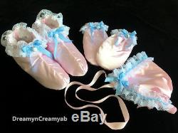 Adult Sissy Baby Satin Pack (mitts, Bonnet & Booties) Pkp