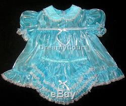 Adult Sissy Baby Super-shin Mirror Baby Dress Aqua