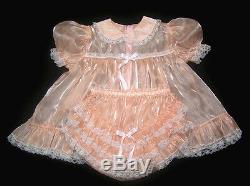 Adult Sissy Baby Super-shin Mirror Baby Dress Peach