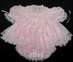 Adult Sissy French Baby Chiffon Dress Bb Pink
