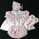 Adult Sissy Innocent Baby Pink Satin Dress 4 Items Set (szx L)
