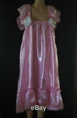 Adult Sissy Pink Satin Ruffled Baby Doll Dress No Panties Chest 52