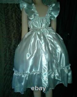 Adult Sissy White Satin Ruffled Baby Doll Dress No Panties Chest 52