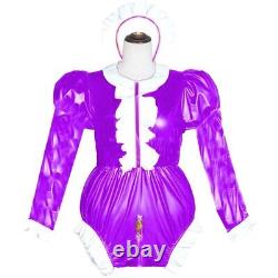 Adult baby Romper Maid Sissy Girl Lockable Pvc Jumpsuit Cosplay Costume Tailored