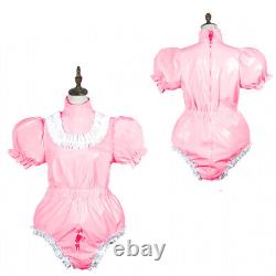 Adult baby Romper vinyl Maid Sissy Pvc Lockable Cosplay Costumes Tailor-made set