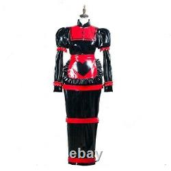 Adult baby Sissy izableMaid black PVC Dress lockable TV Romper Tailor-made