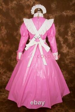 Adult baby Sissy maid pink pvc dress lockable Uniform cosplay Tailor-made &