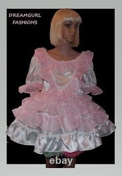 Adult baby satin and 3 row voile dress sissy lolita cosplay