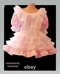 Adult baby satin and 3 row voile dress sissy lolita cosplay