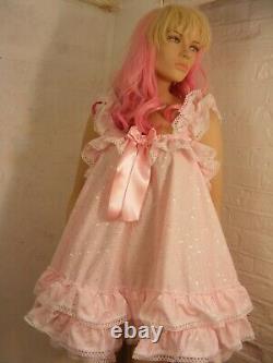 Adult baby sissy DDLG dress pink broderie anglais lo0lita nighty fancy dress