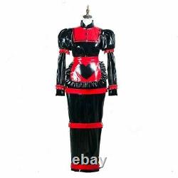 Adult baby sissy Maid black PVC Dress lockable TV Romper Tailor-made #