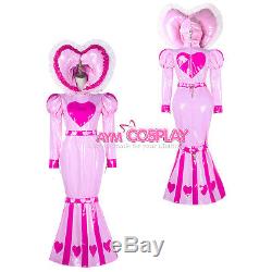 Adult baby sissy maid PVC dress Fishtail lockable bind costume G2339