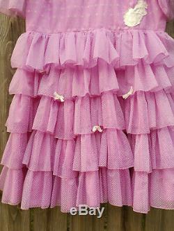 Adult party dress purple sheer Swiss dot full circle skirt baby costume sissy XL