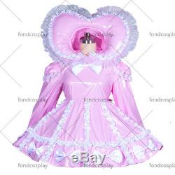 Adult sissy Maid baby pink PVC Dress Vinyl lockable TV Unisex Tailor-madeG3900