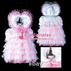 Adult sissy baby Maid satin organza dress lockable Tailor-made @
