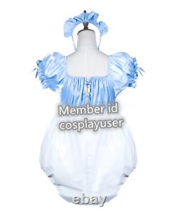 Adult sissy baby maid satin Romper lockable Suit Tailor-made @