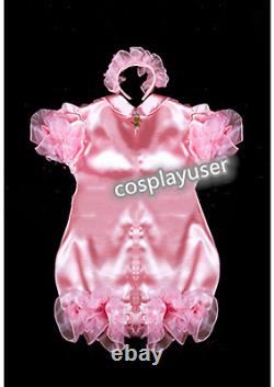Adult sissy baby maid satin Romper lockable Suit Tailor-made Free shipping