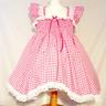 All Sizes £45 Abdl Adult Baby Sissy Short Dress In Pink Gingham & White Broderie