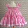 All Sizes £45 Abdl Adult Baby Sissy Short Dress Candy Pink Cotton Full Skirt