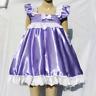 All Sizes £45 Abdl Adult Baby Sissy Short Dress In Purple Satin With Full Skirt