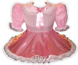 Amber Custom Fit PINK Satin Adult LG Sissy Baby Dress LEANNE