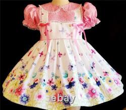 Annemarie-Adult Sissy Baby Girl Dress Bees and Butterflies Ready Ship