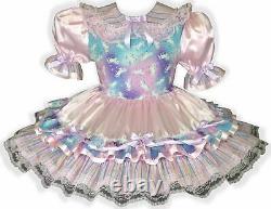 Arianna Custom Fit Pink Satin Glitter Unicorn Adult Baby Sissy Dress by Leanne's