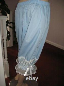 Baby Blue Pantaloons Extra Long sissy Bloomers nylon cotton lace Lolita Adult