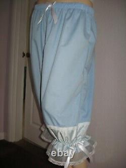 Baby Blue Pantaloons Extra Long sissy Bloomers nylon cotton lace Lolita Adult