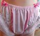 Baby Pink Satin Hi Cut Seamless Gusset Sissy T Brief Panty Twin Bows Xl+