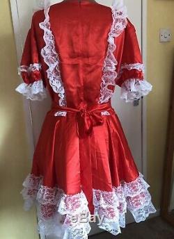 Beautiful Adult Baby Sissy Dress Maid Dress Red Chest 40-42