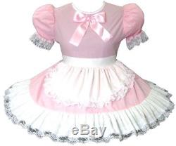 Betty CUSTOM FIT Lacy Pink White Cotton Apron Adult Baby Sissy Dress LEANNE
