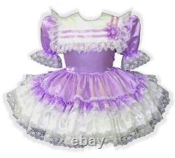 Brittany Custom Fit Lacy Satin Ruffles Adult Baby Sissy Dress by Leanne's