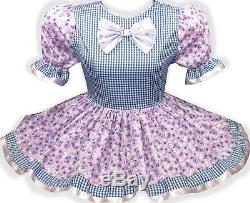 CUSTOM FIT Lavender Blue GINGHAM Adult Baby Sissy Little Girl Dress LEANNE