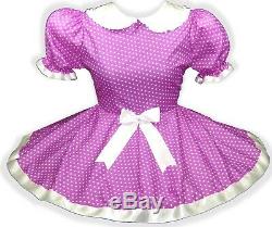CUSTOM FIT Purple POLKA DOTS Adult Baby Sissy Little Girl Dress LEANNE