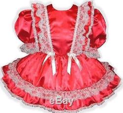 Chantelle Custom Fit RED SATIN Adult Baby LG Sissy Dress LEANNE