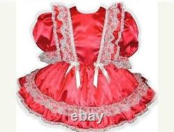 Chantelle Custom Fit Red Satin Adult Baby Little Girl Sissy Dress by Leanne's