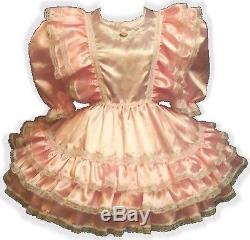 Cheryl Custom Fit PINK SATIN RUFFLES Adult Baby LG Sissy Dress LEANNE